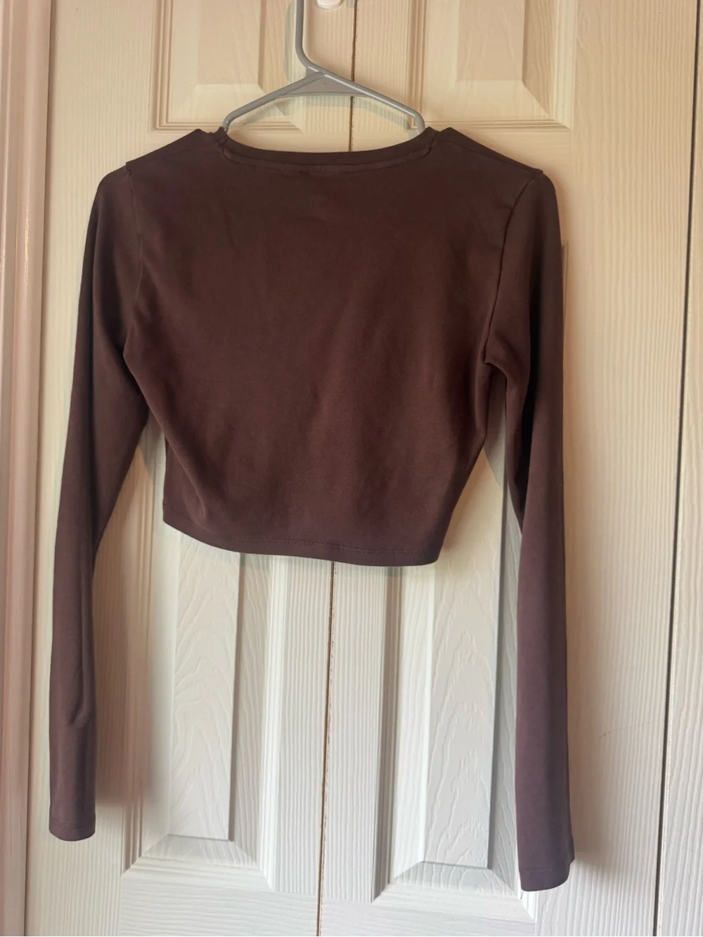 Zara Cropped Long-Sleeve Tee in Mauve Brown